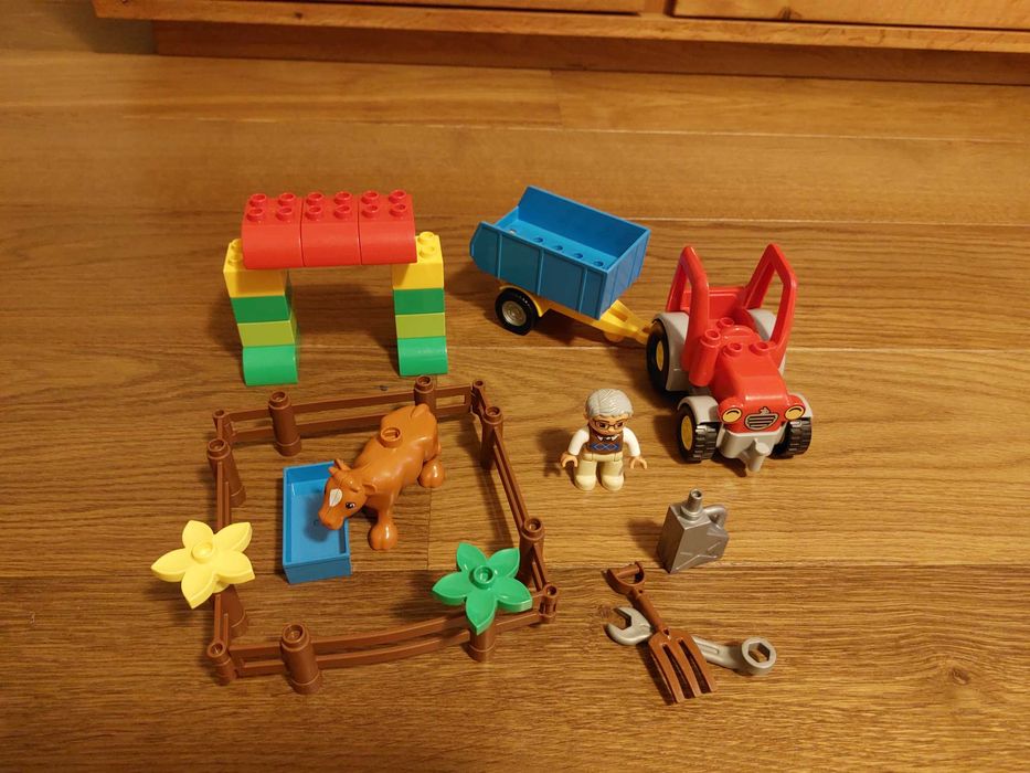 Lego duplo Farmer traktor 10524, rolnik, krowa, zagroda