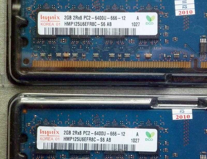 Память 4Gb. Hynix 2x2Gb DDR2 PC2-6400 800MHz. Intel и AMD.
