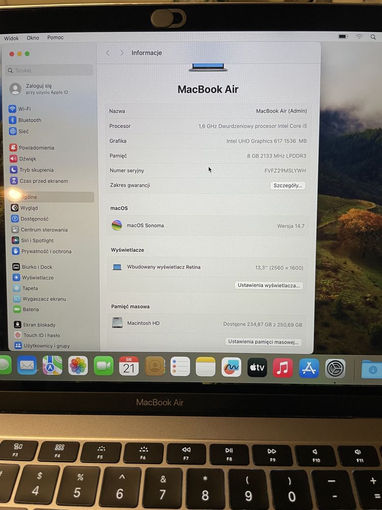 MacBook Air 2020 Stan bdb 256GB