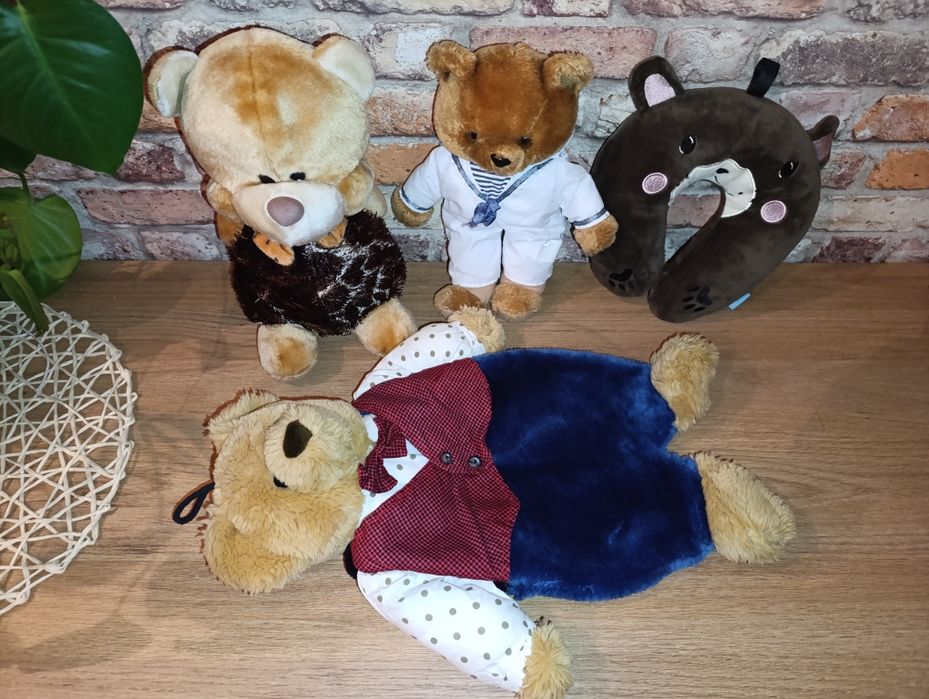 Zestaw misi dla chłopca 12 szt. miś na termofor i poduszka do podróży