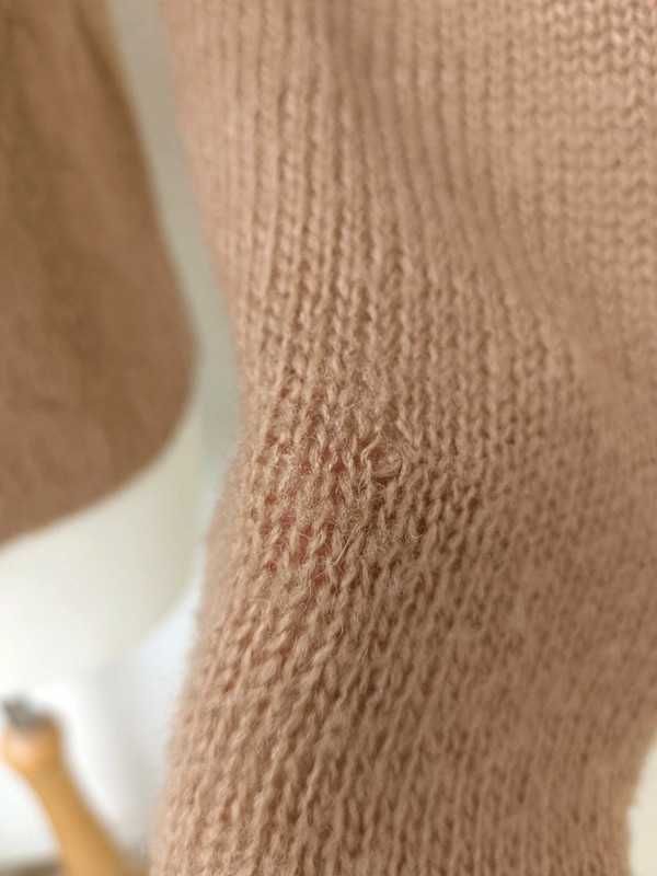 Sweter wełna wełniany vintage golf warkocze vintage retro beżowy S 36
