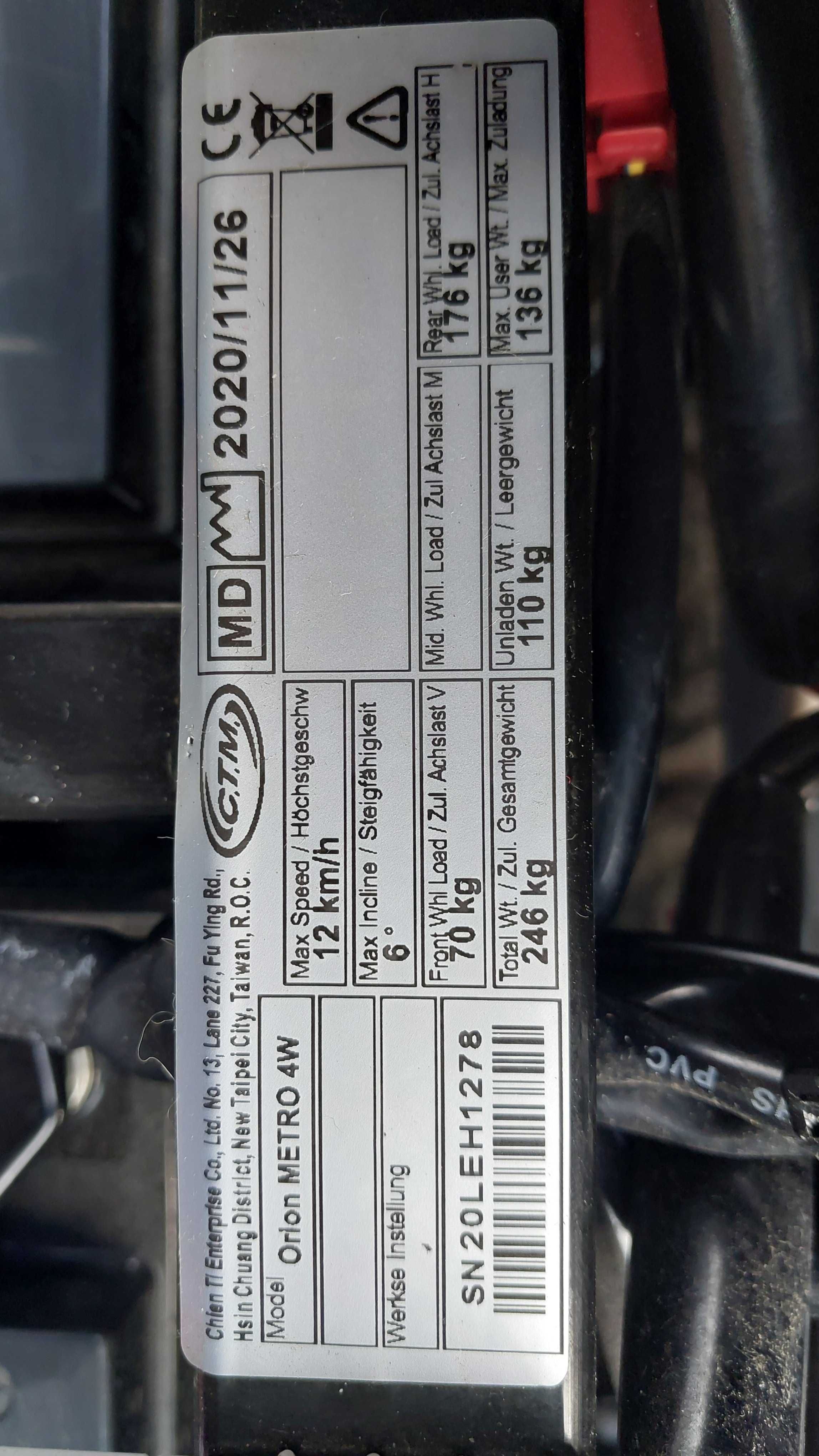 Skuter wózek elektryczny inwalidzki Orion Metro4W INVACARE dla seniora