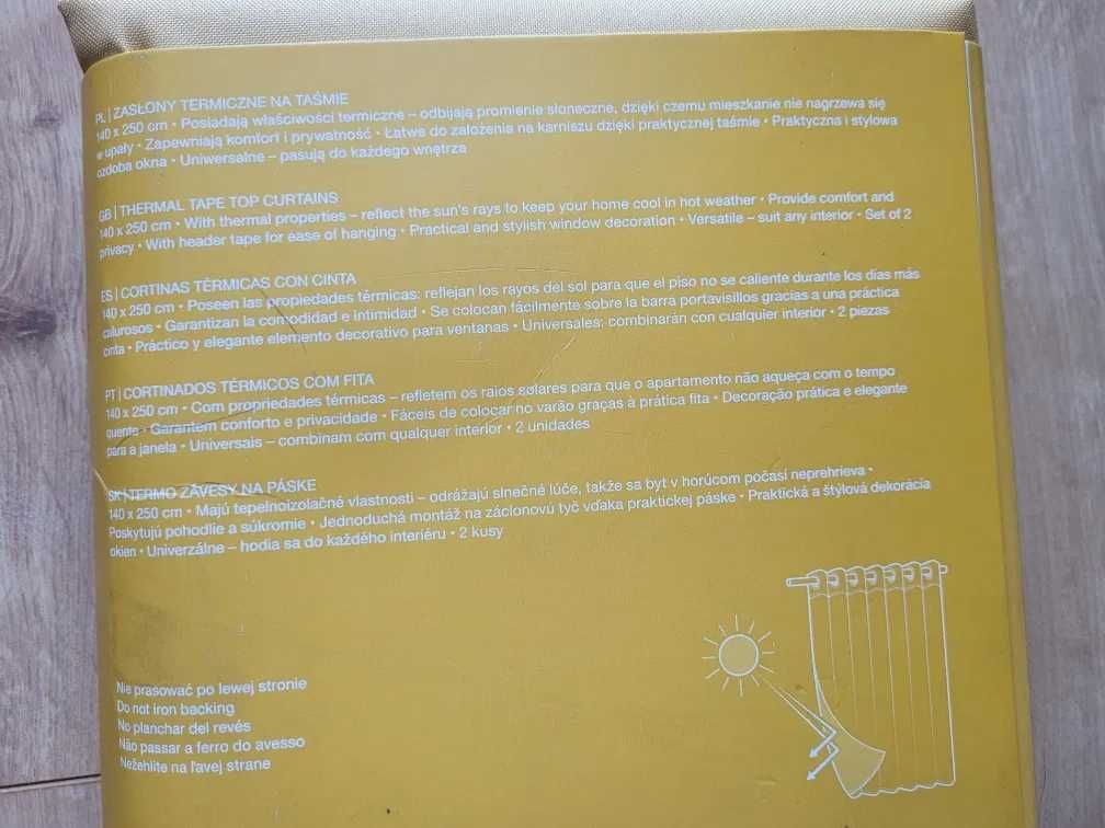 NOWE zasłony termiczne na taśmie Smukee zaciemniające blackout musztar