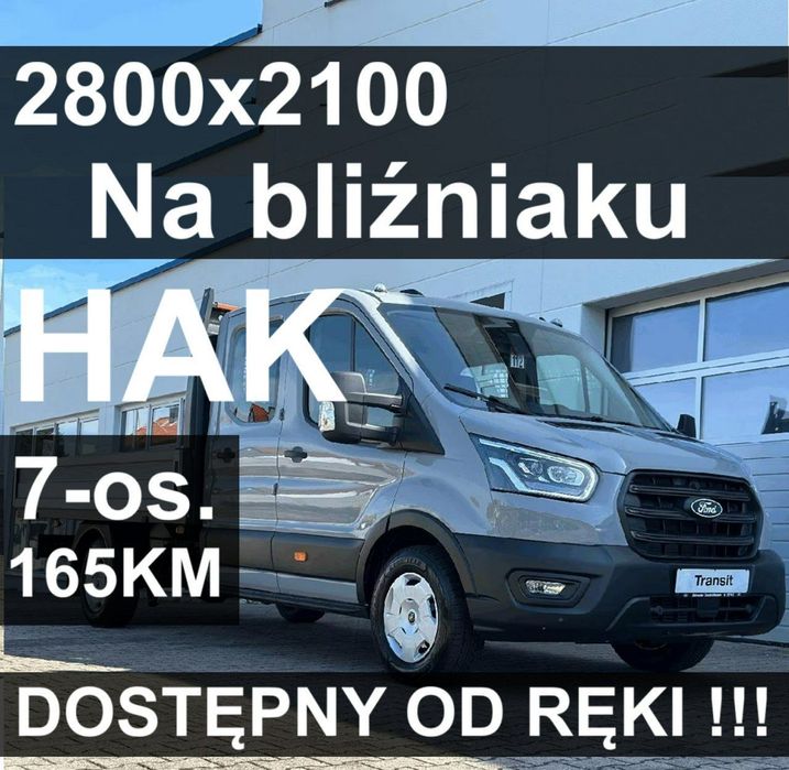 Ford Transit  L3 7-os. Skrzynia 2800x2100 na bliźniaku Hak NiskaCena od ręki 1675 zł