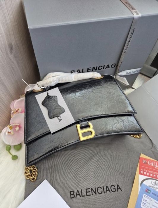 Сумка чорна 25 см шкіра