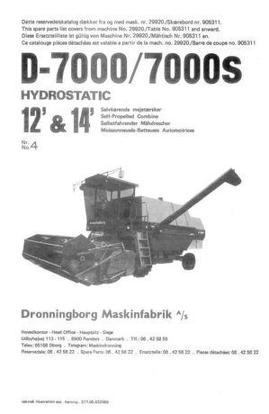 Katalog części kombajnu zbożowego dronningborg D 7000