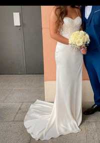 Suknia ślubna z trenem rybka ecru z rozporkiem ASOS bridal 32