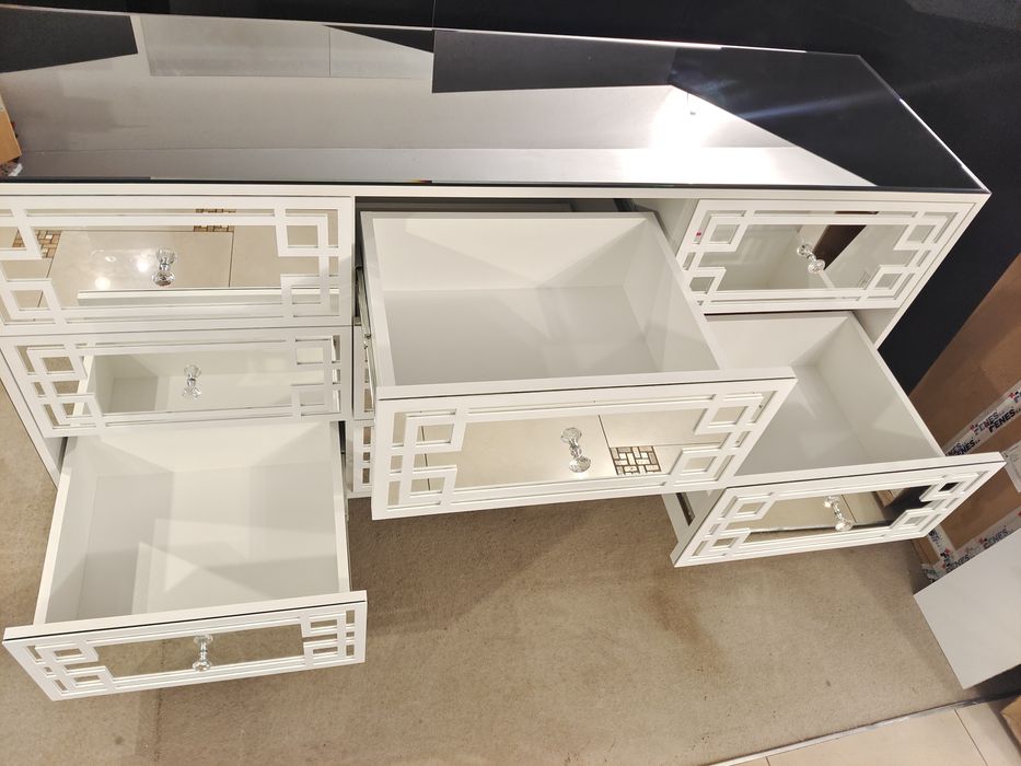 Komoda 170cm Glamour, lustra, ornamenty