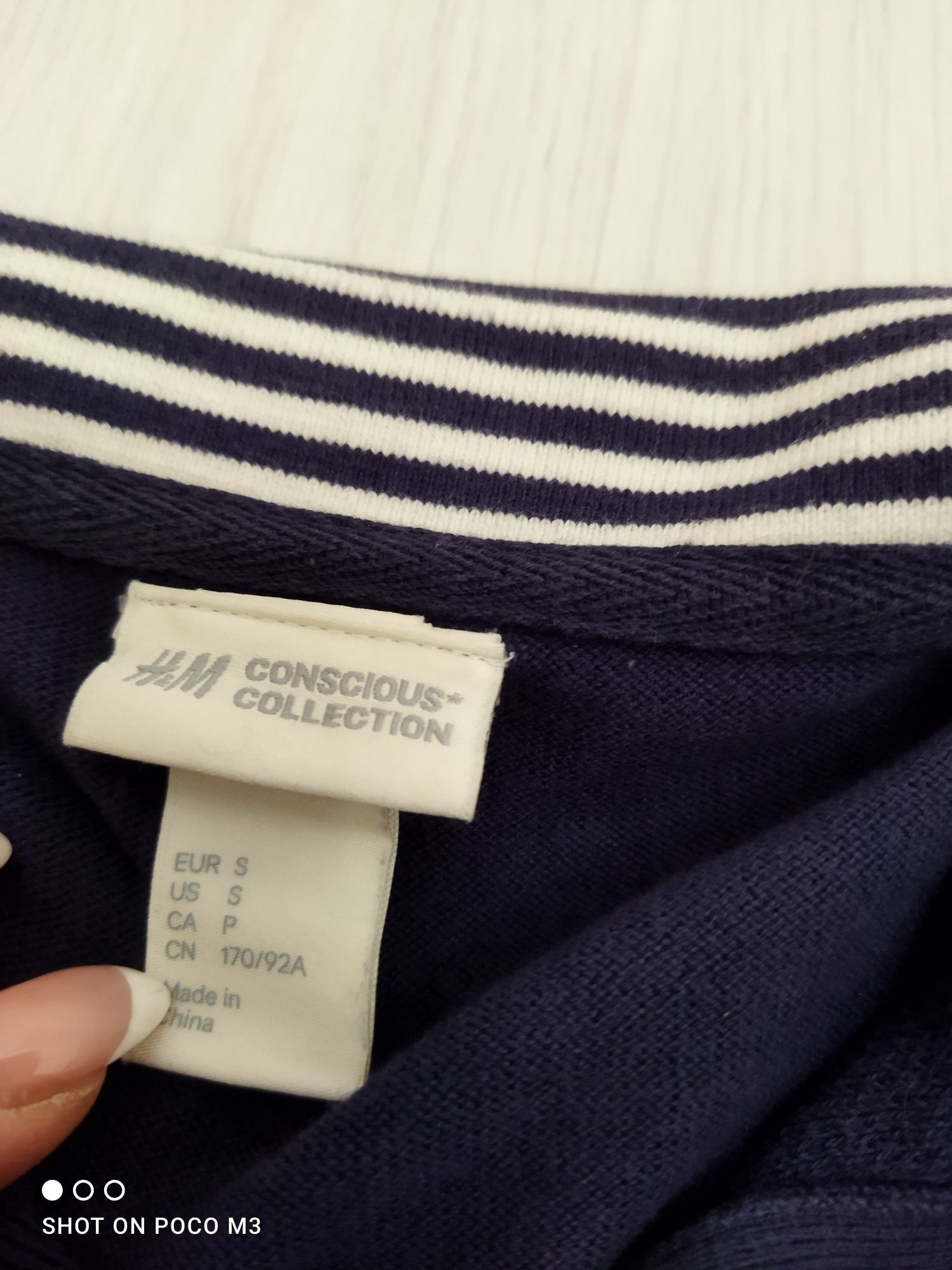 H&M granatowe polo sweterkwe męski t-shirt marynarski S