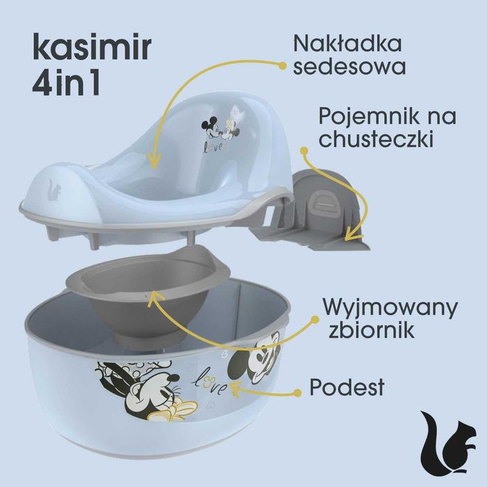 keeeper Mickey Nocnik 4w1, Nocnik + Nakładka + Taboret + Dozownik NOWY