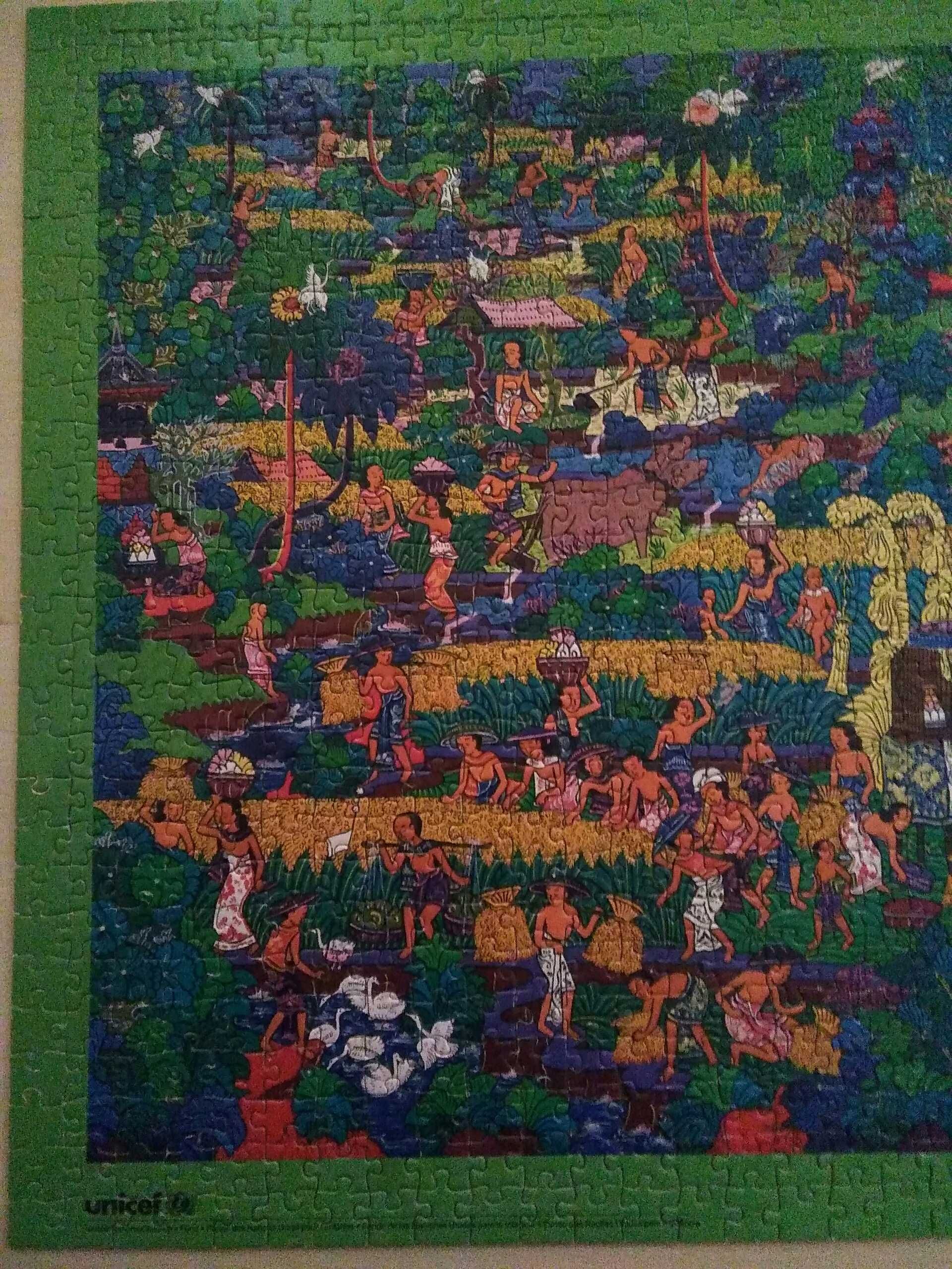 Retro puzzle Unicef - 1000 el. - Ketut Soki Życie społeczeństwa Bali