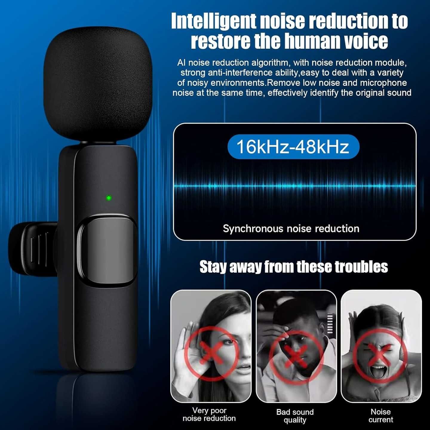 Bezprzewodowy mikrofon lavalier 2szt plug-Play do iPhone iPad [2183]