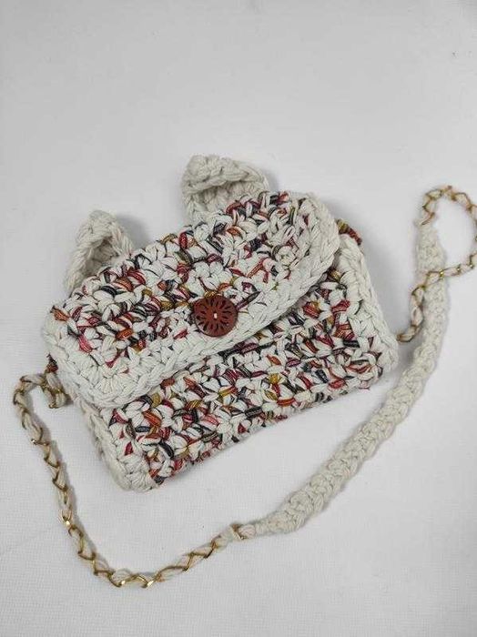 Жіноча вязана сумка ручна робота плетена з вушками