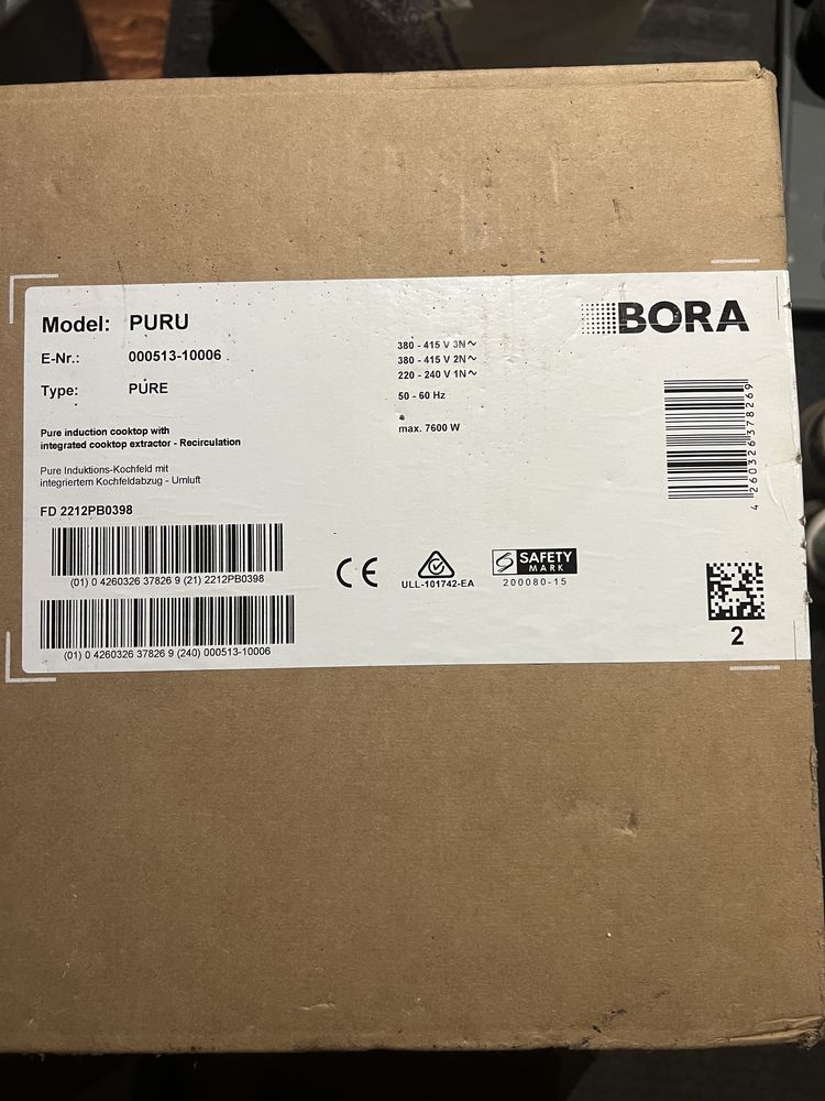 Bora Pure Pura płyta indukcyjna ze zintegrowanym wyciagiem oparów