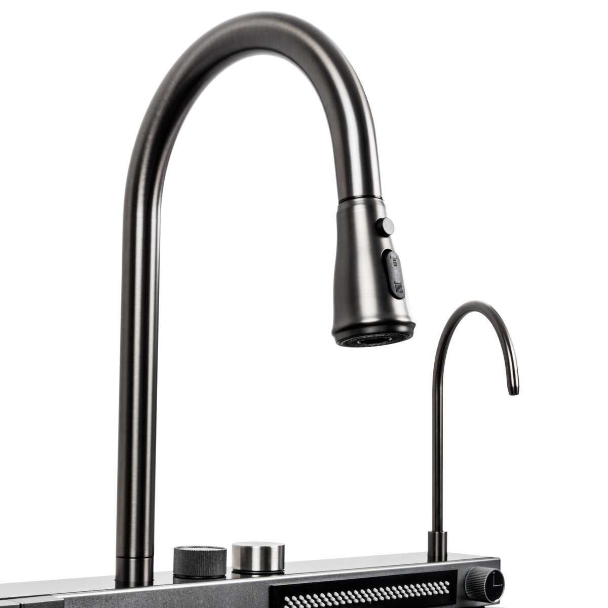 Кухонная мойка 75*45D PVD чорная platinum handmade водопад