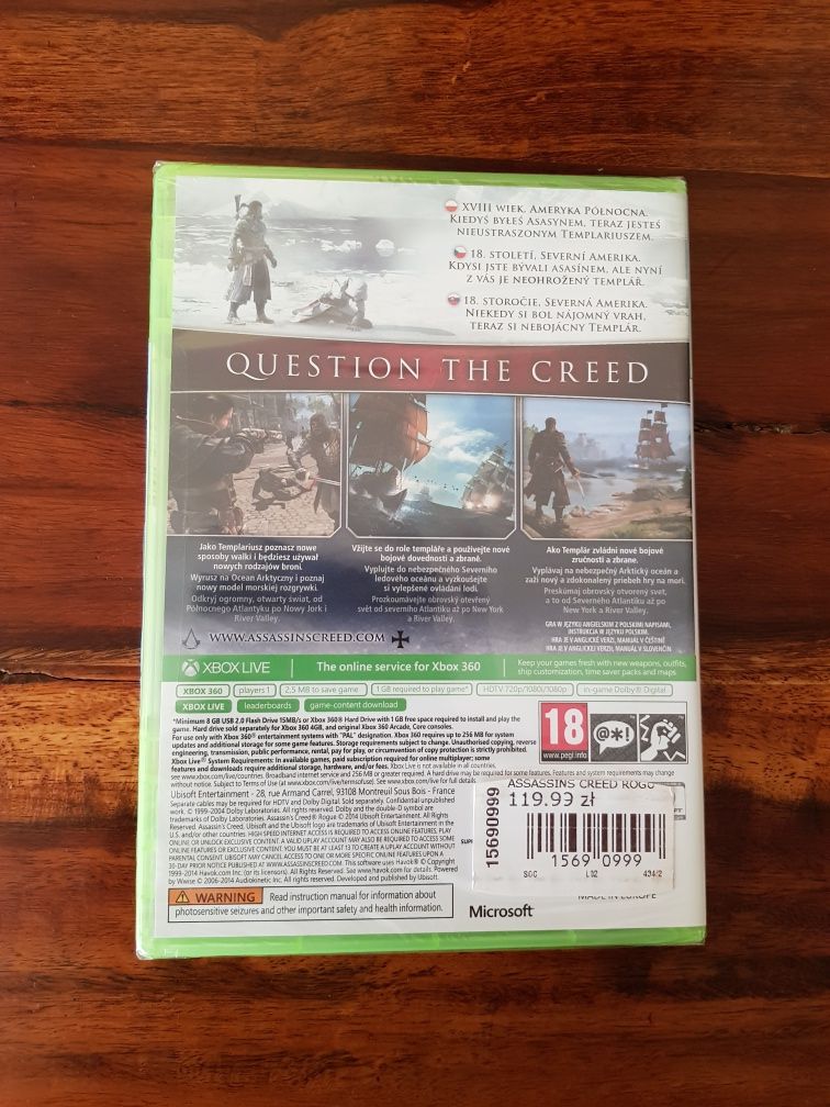 Gra Nowa Xbox Folia Assassins Creed Rogue Unikat Xbox 360 ONE Series X