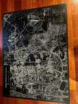 Prezent duża drewniana mapa Warszawa dzielnica Mokotów 100cm x 75cm