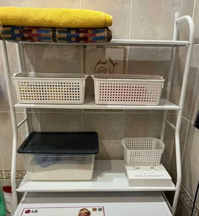 Универсальный стеллаж 156см в ванную над машинкой стелаж 3 полки