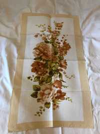 Bieżnik lniany serweta w kwiaty len 87x50cm