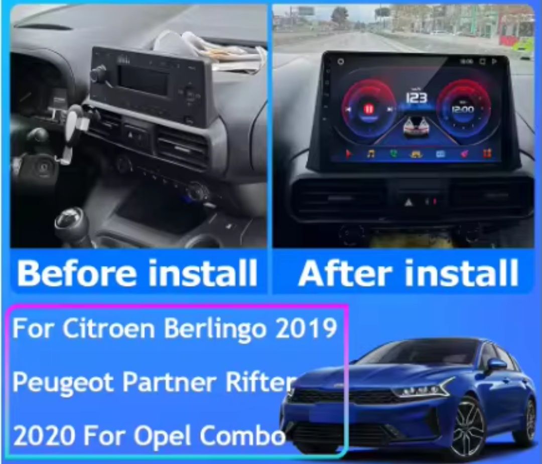 Radio Android Berlingo/Partner/Combo/Rifter + GPS  + carplay (Novos)