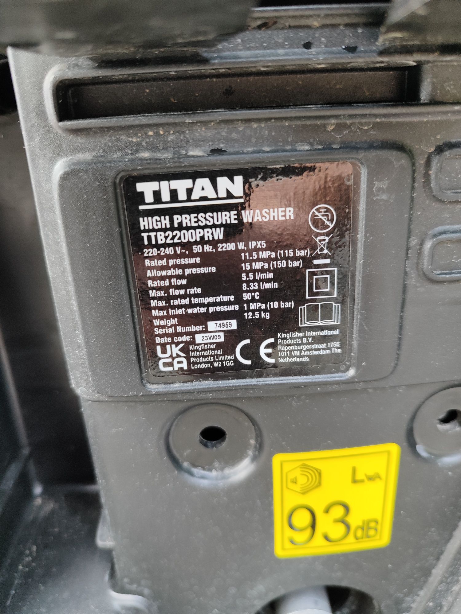 Myjka wysokociśnieniowa Titan 2200wat, 150bar, jak nowa