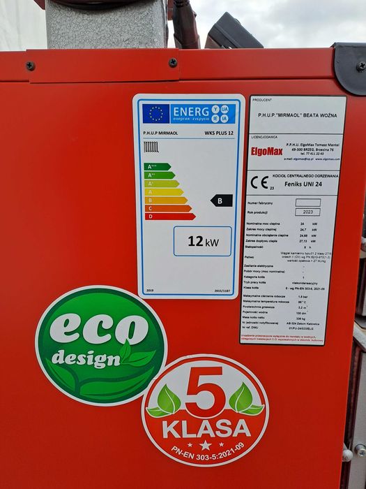 Piec Kocioł 12kw do 110m2 na Węgiel Drewno 5 Klasa +Sterownik Dmuchawa