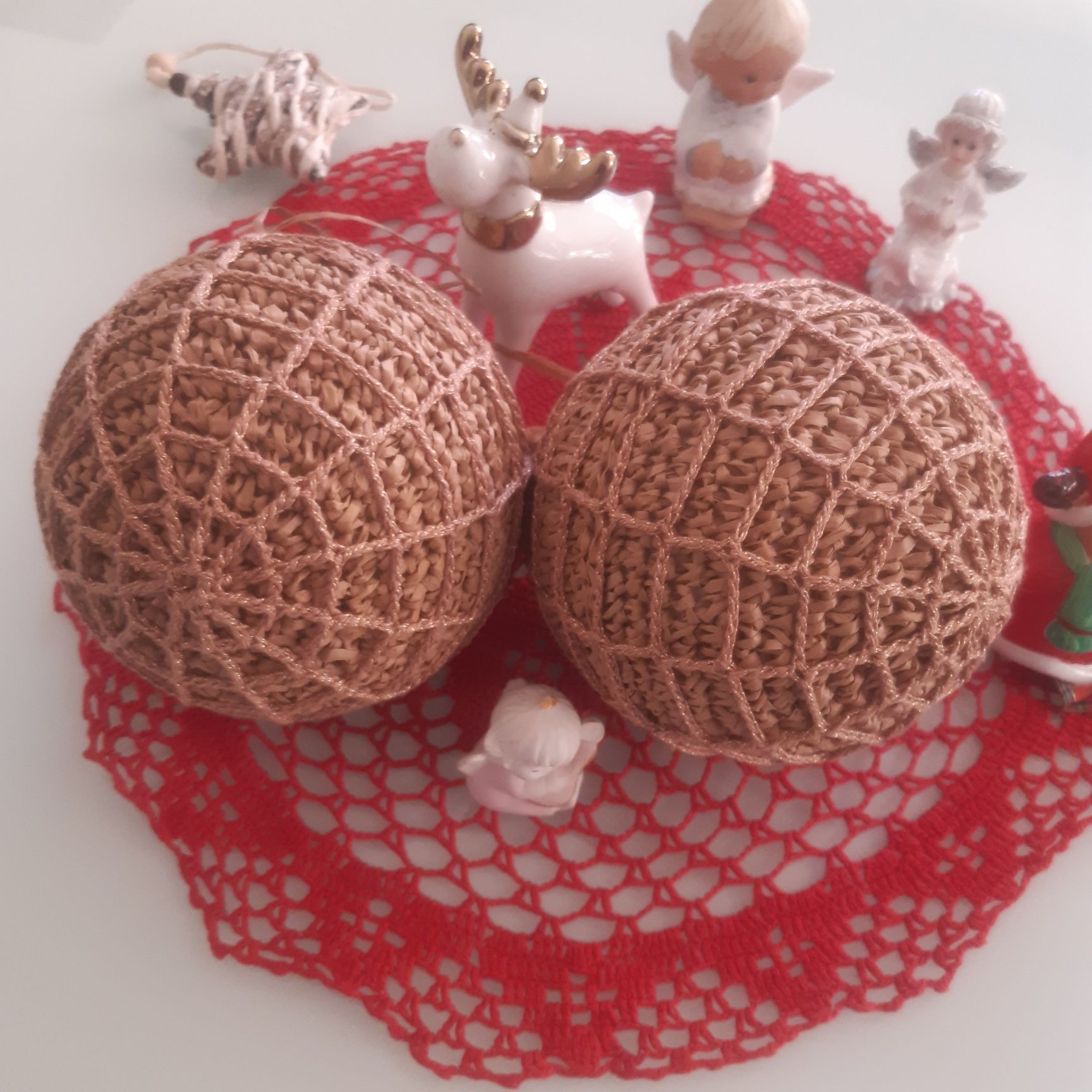 Bombka świąteczna boho handmade duża