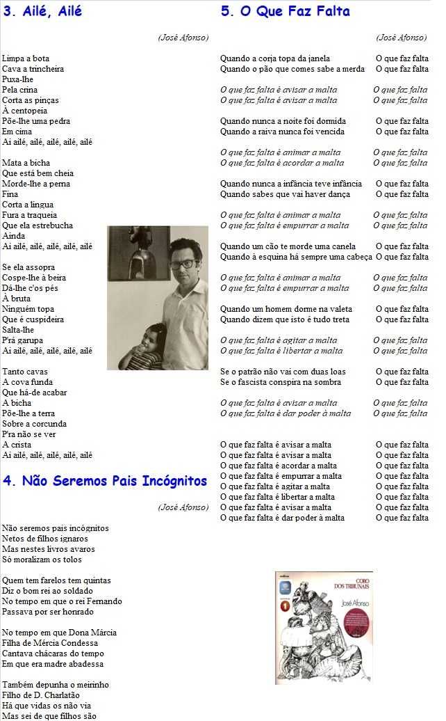 José Afonso	- - - - -		Coro dos Tribunais	- - - - -	LP