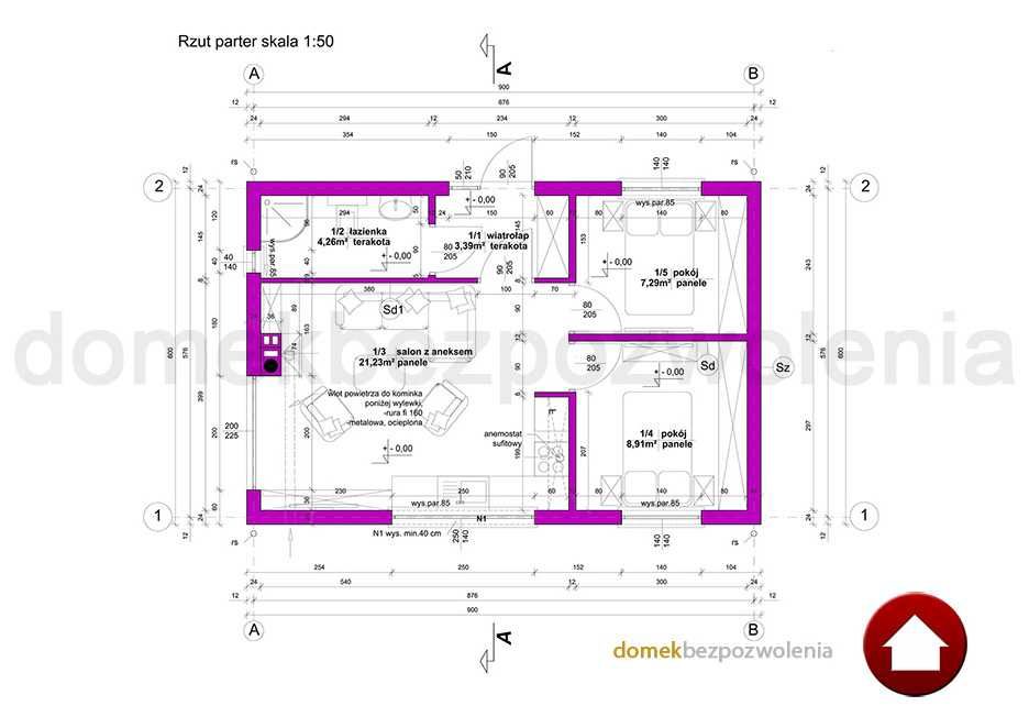 PROJEKT DOMU do 70M2, dom bez pozwolenia 70m2, dom na zgłoszenie 70 m2