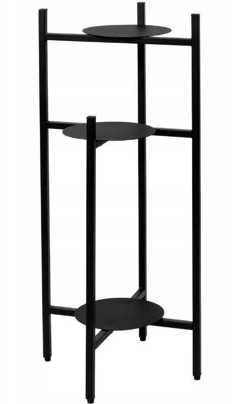 Kwietnik Stojący Metalowy na Kwiaty Loftowy Industrialny Czarny 80cm