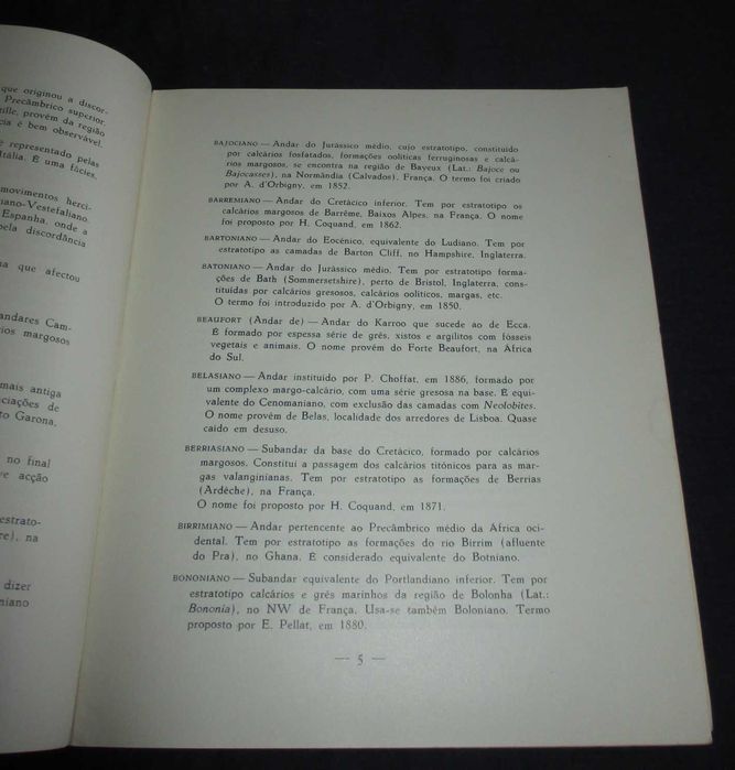 Livro Quadro das divisões estratigráficas e das fases orogénicas 1964