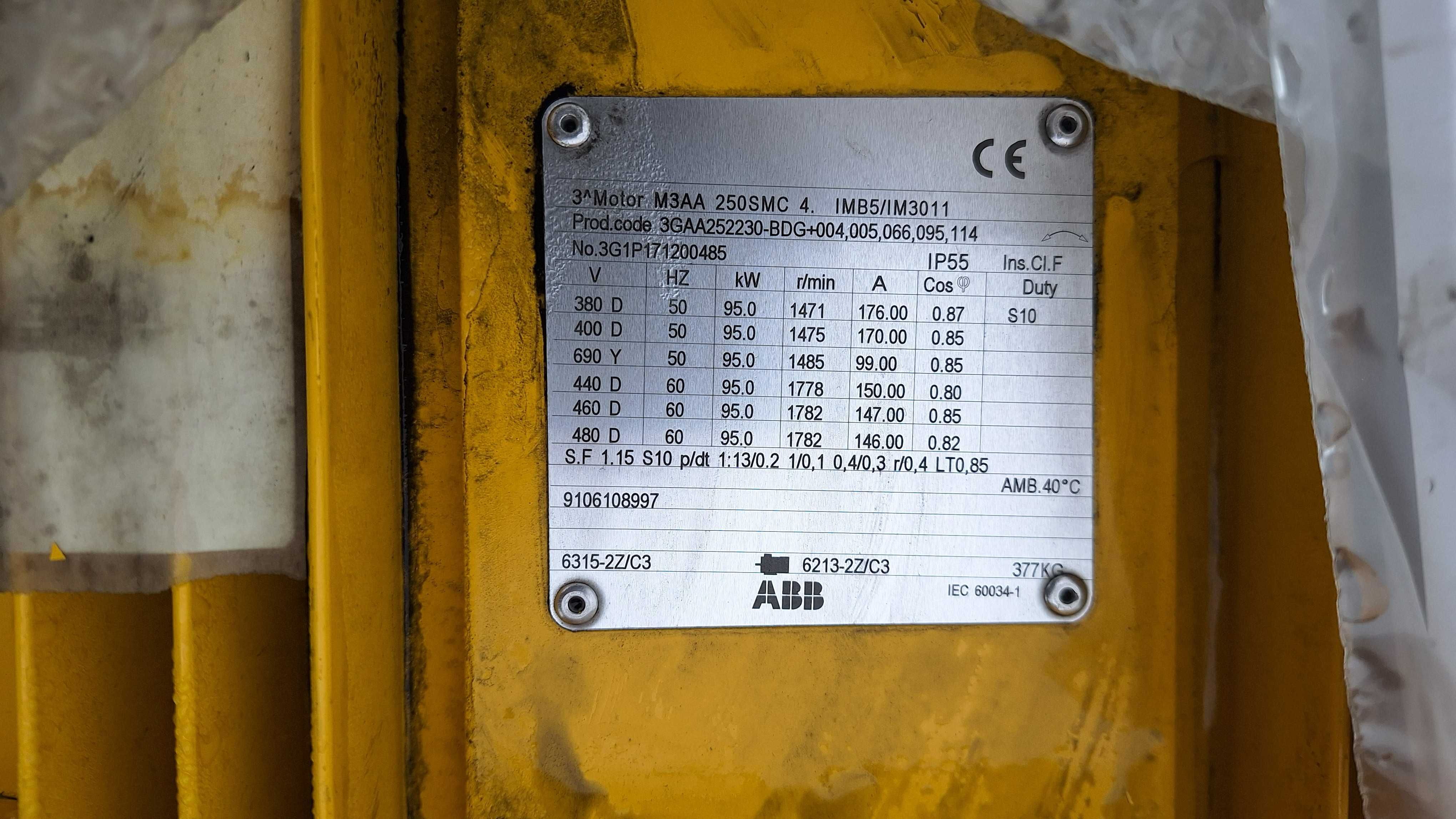 Silnik elektryczny ABB 95KW 1471 Obrotów Brutto Vat
