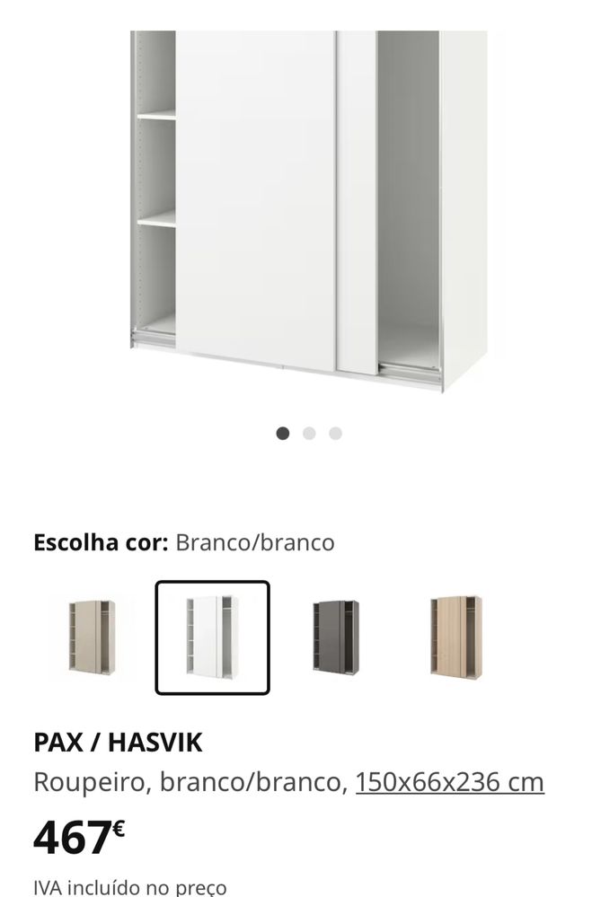 Roupeiro com portas deslizantes Ikeia