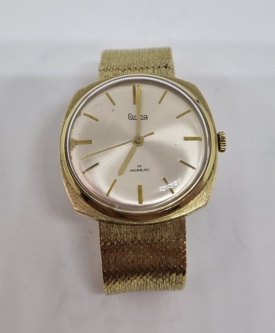 Elegancki złoty zegarek mechaniczny Carina Swiss 17 kamieni  próba 585