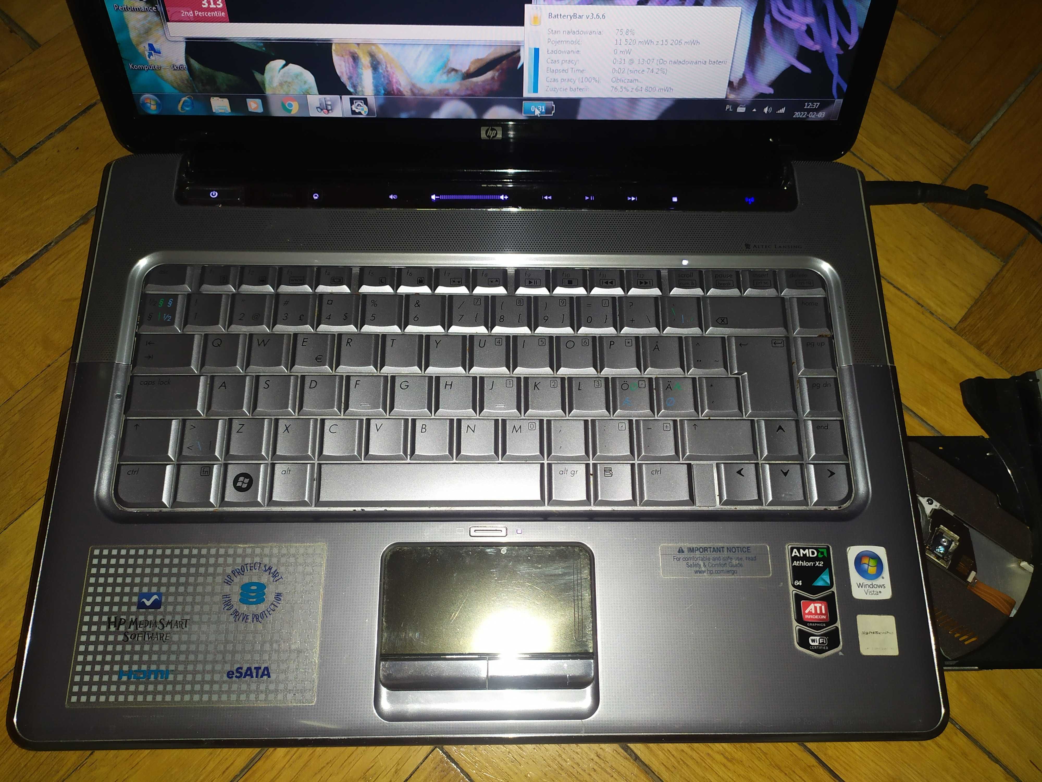 Laptop 15 HP Pavilion dv5 AMD 2x duo ATI HD Win 7 10 office SSD HDMI