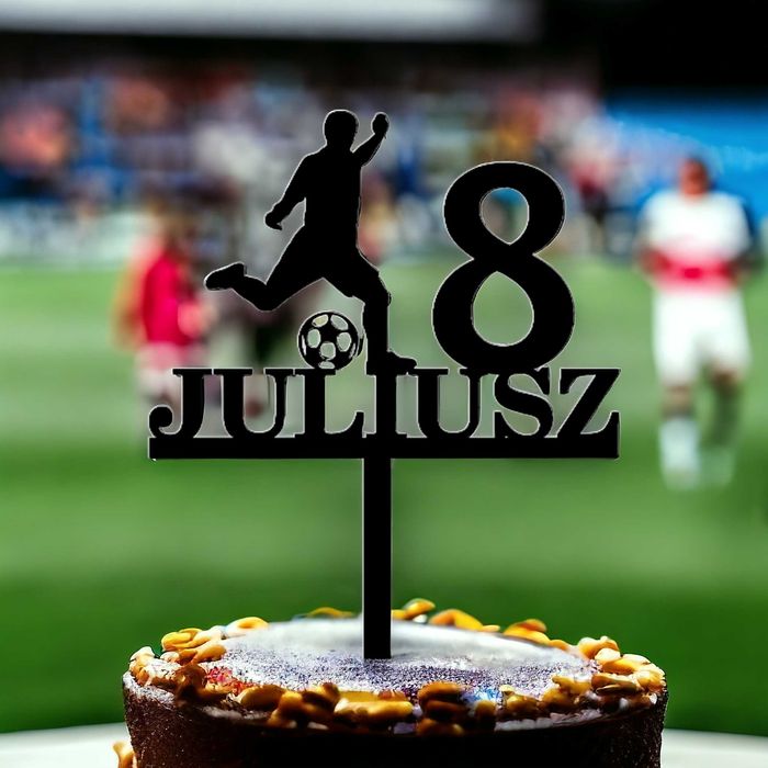 TOPPER PIŁKARZ PIŁKA NOŻNA personalizowany IMIĘ WIEK urodziny na tort