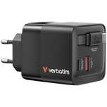Verbatim Ładowarka sieciowa GaN 65W 2xUSB-C/USB-A + Adapter EU/UK/US