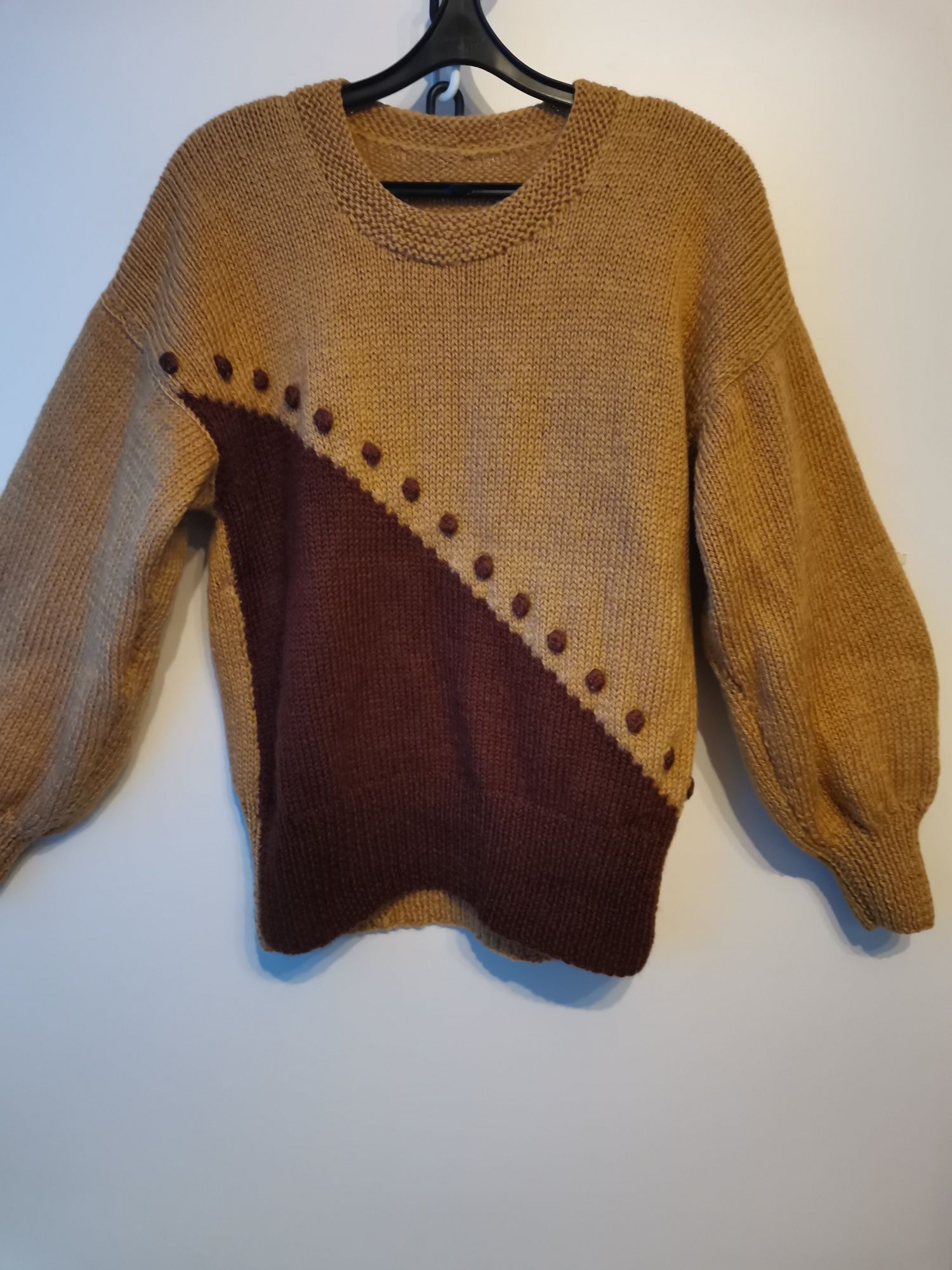 Sweter damski Vintage, retro rozm L /XL, odcienie brązu