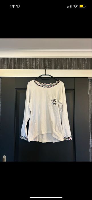 Biała bluzka tunika z długim rękawem Myszka Miki Minie