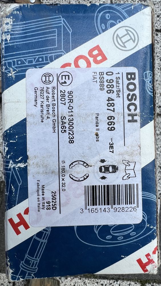Szczęka hamulcowa Zestaw szczęk hamulcowych BOSCH Fiat PANDA