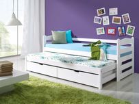 Łóżko MILI piętrowe niskie 80x200 wysuwane 80x190  szuflady materace