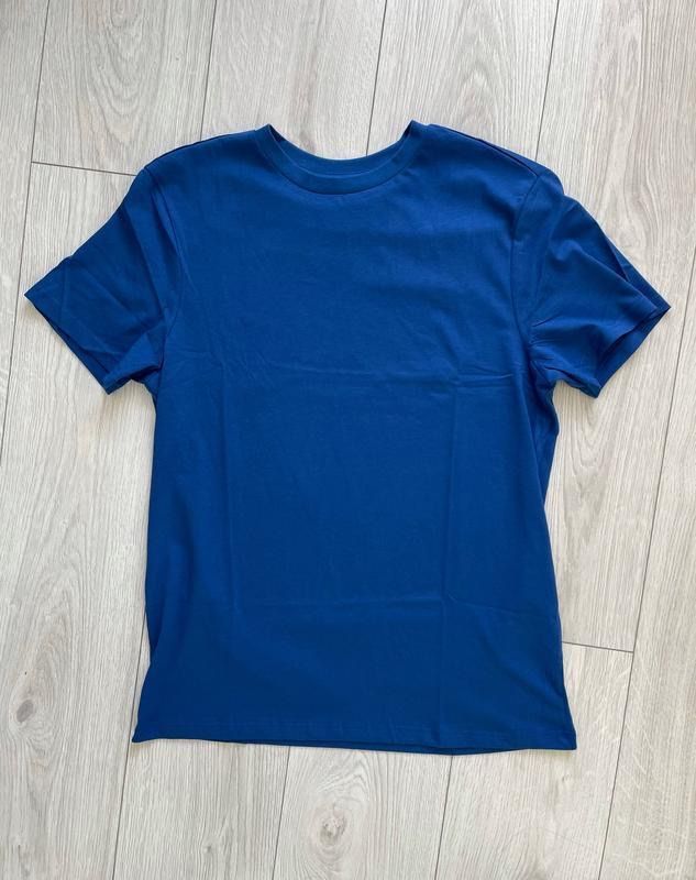 Чоловіча синя футболка regular fit h&m футболка з круглим вирізом стан