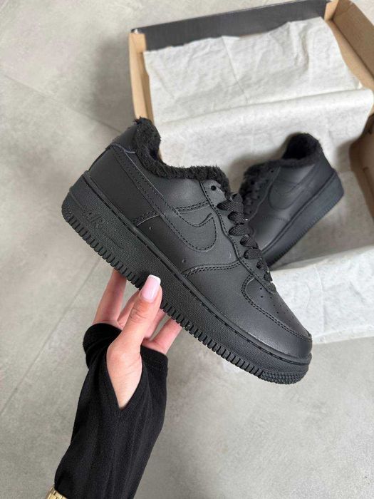 Nike Air Force Low Black Winter, форси чорні зима, форс Черные зима