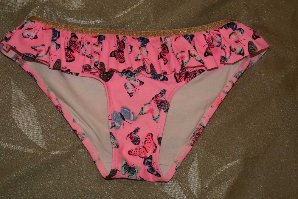 Strój kąpielowy dwuczęściowy bikini falbanki motyle H&M 122 128 / 134