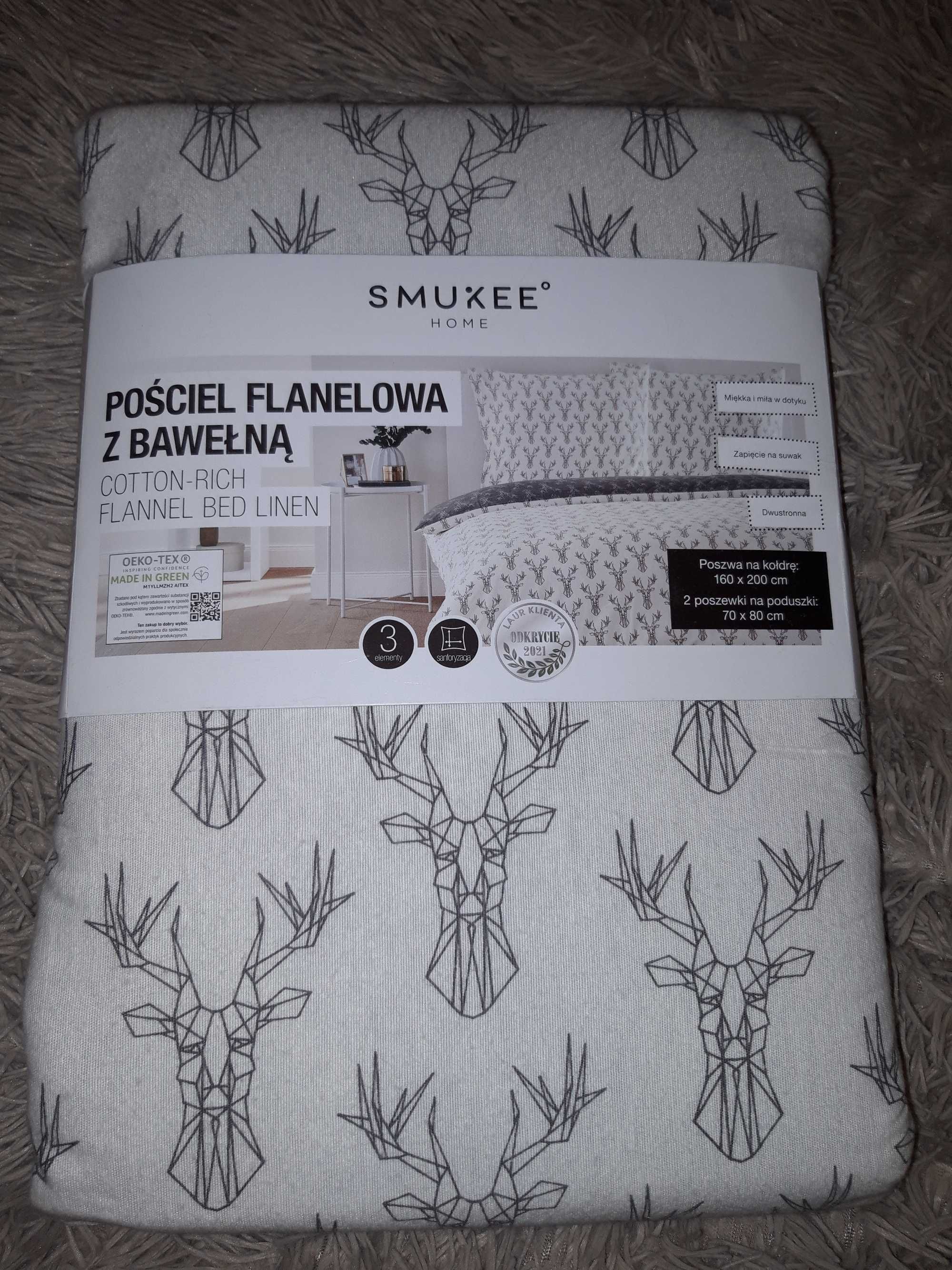 NOWA! Pościel flanelowa z bawełną, dwustronna-160×200 cm- świąteczna!