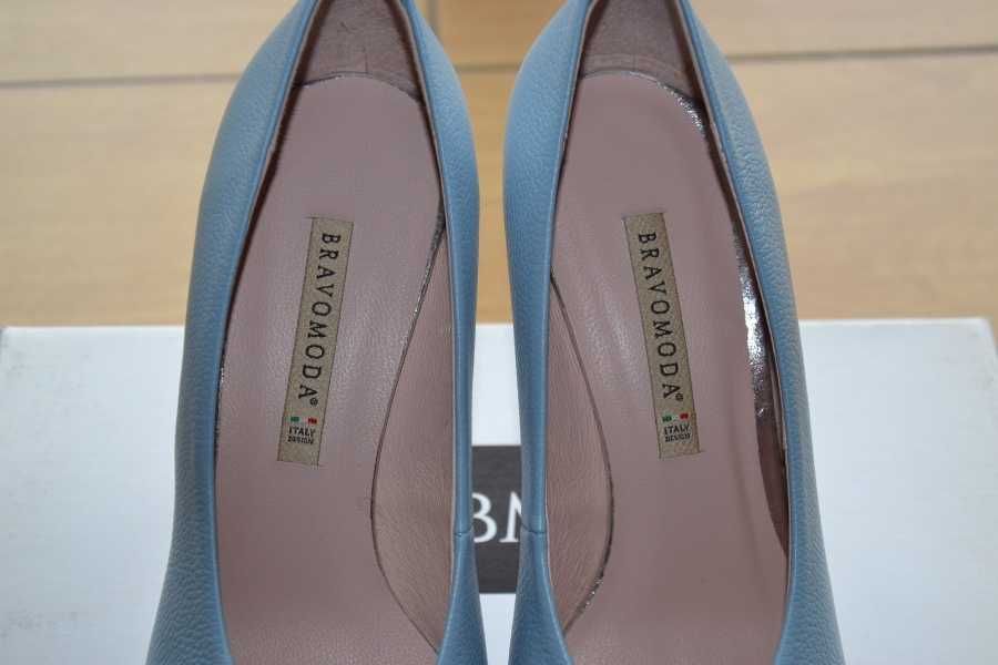 Czółenka szpilki Bravo Moda 1569, Lazur Groszek, r. 39, nowe