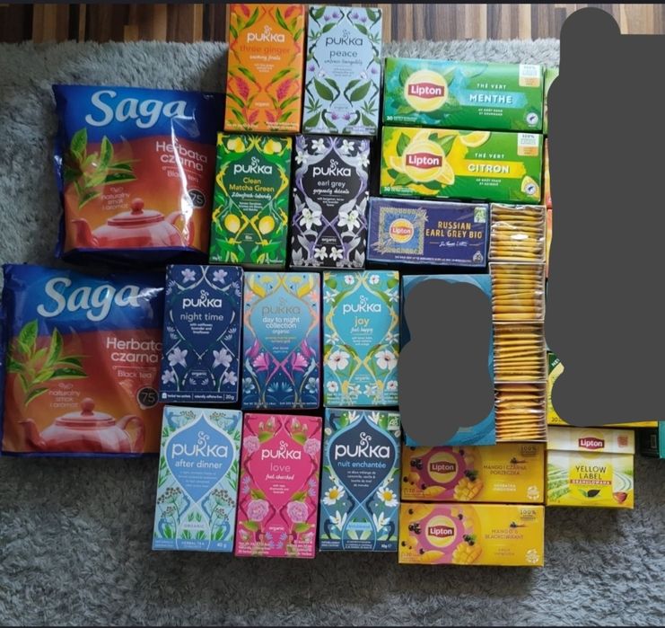 Herbaty Lipton Pukka Elephant Teati Saga piramidki owocowe BIO PG