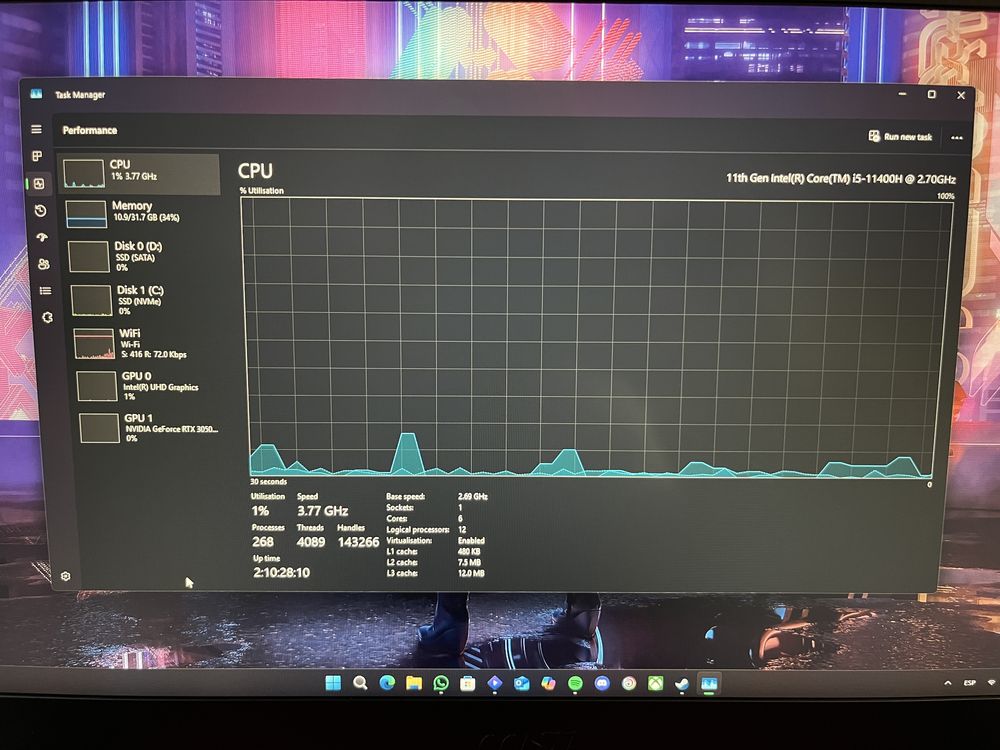 Gaming Laptop MSI GF63 Thin RTX3050 32gb ram