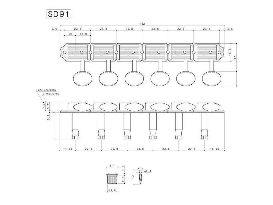 Nowe tulejki Gotoh do kluczy do gitary + szpindel