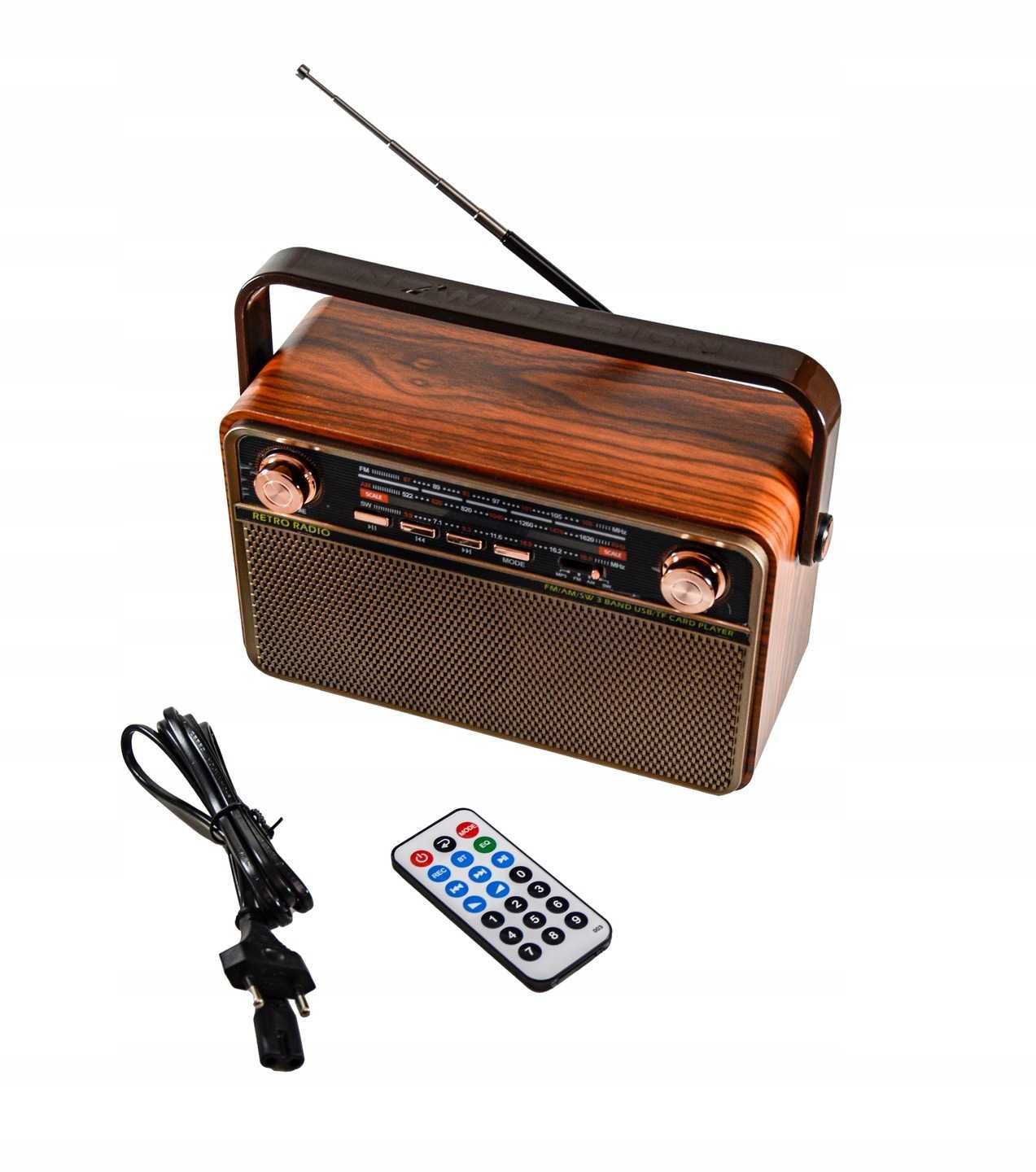 Radio VINTAGE Retro BLUETOOTH Sieciowe Akumulatorowe AUX USB PENDRIVE